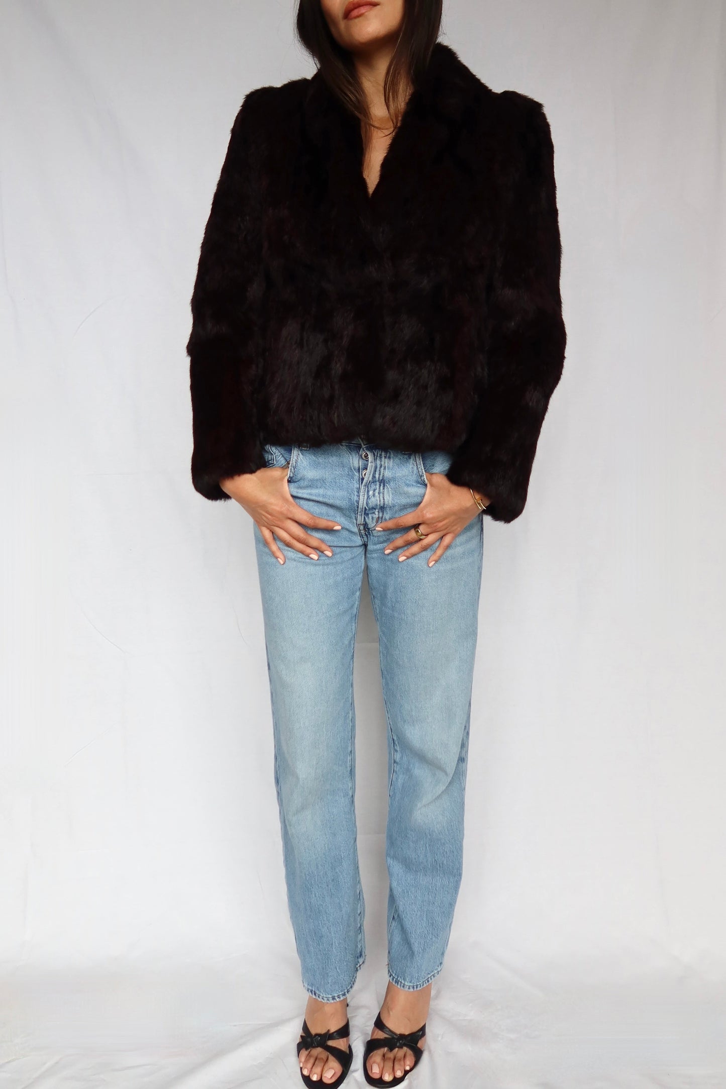 Burgundy Rabbit Fur Coat