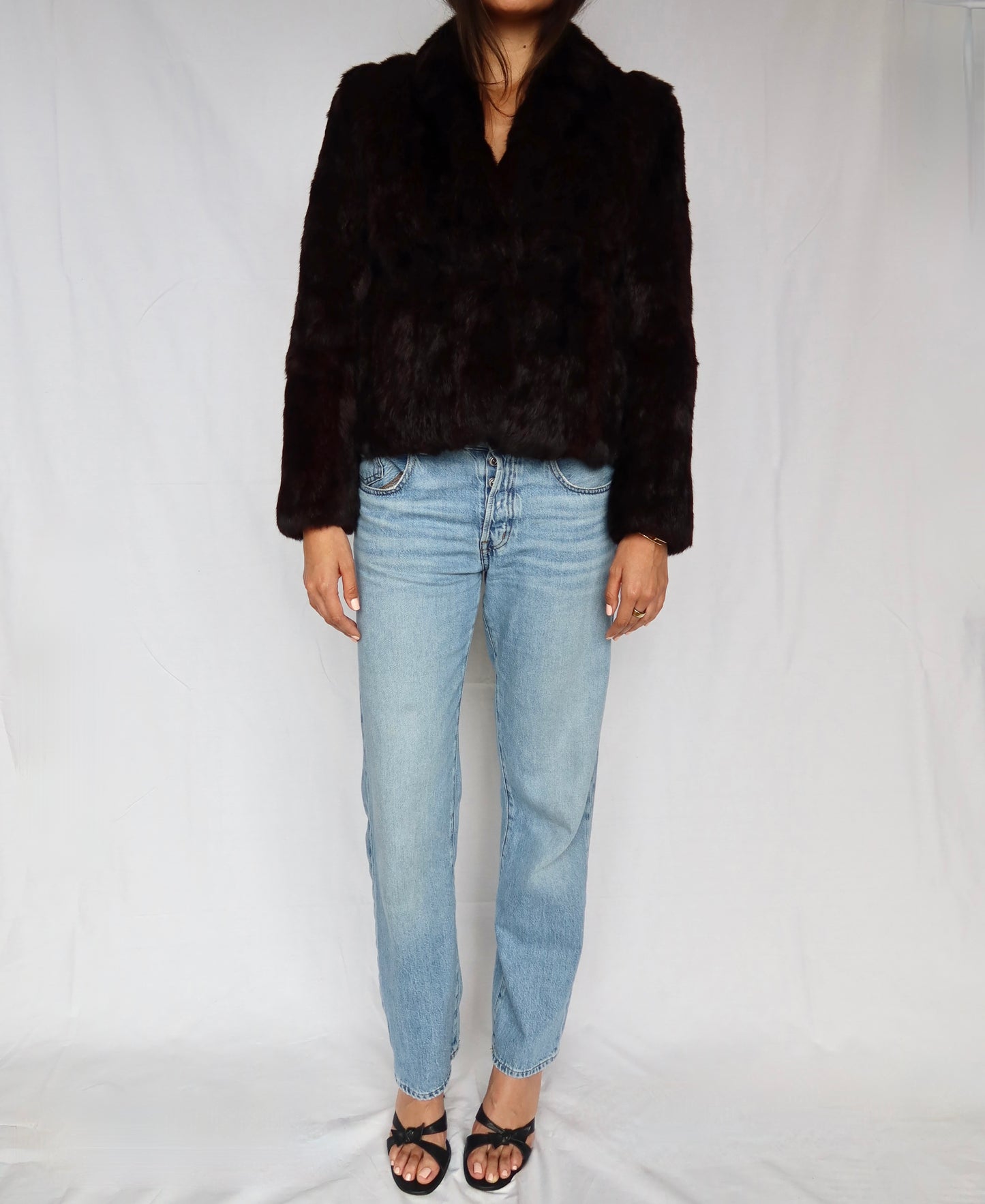 Burgundy Rabbit Fur Coat