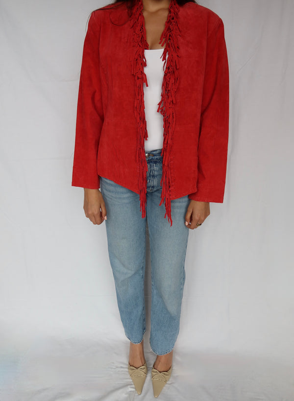 Red Suede Fringe Jacket