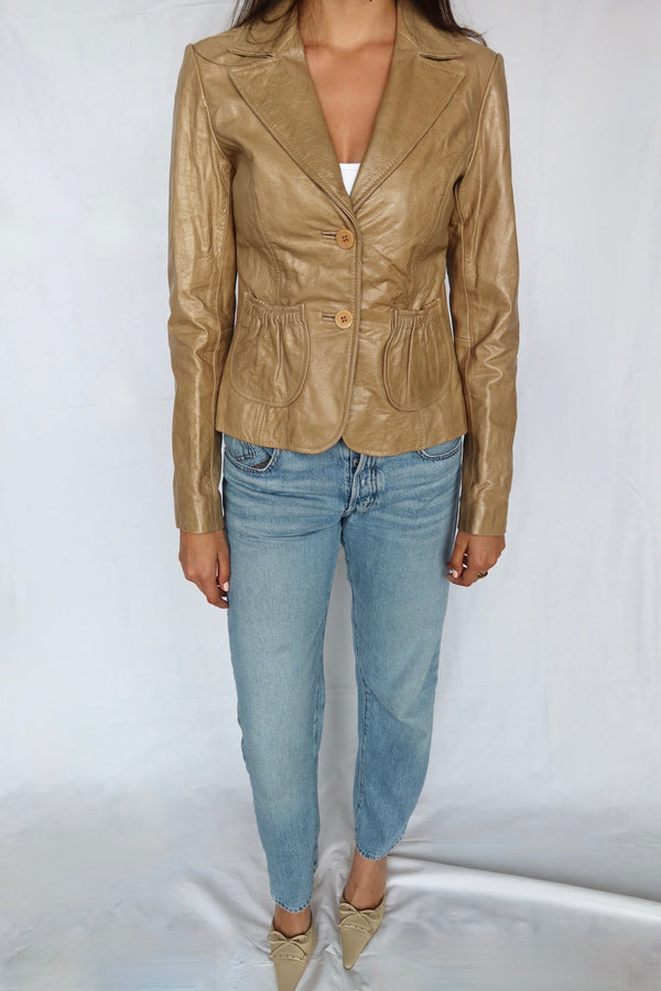 Sand Leather Blazer