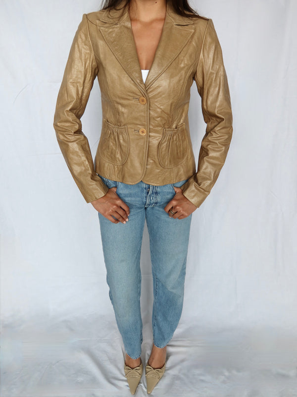 Sand Leather Blazer