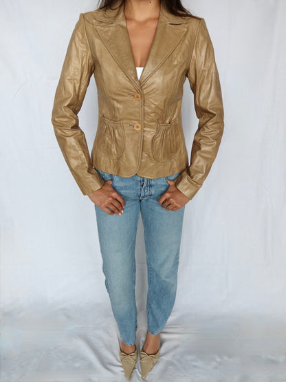 Sand Leather Blazer