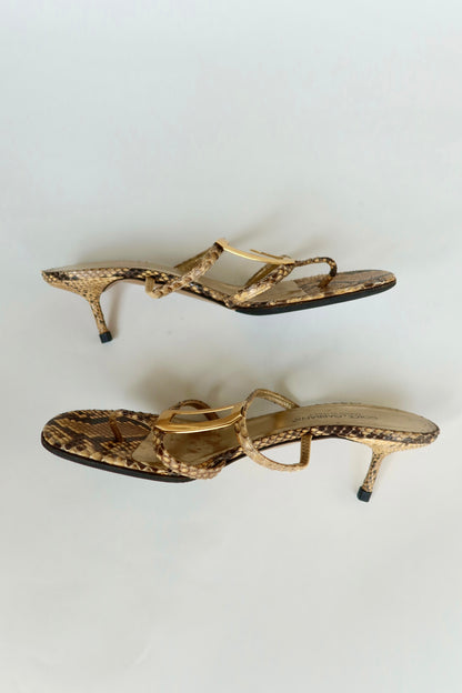 Dolce & Gabbana — Vintage Python DG Logo Kitten Heel Mules