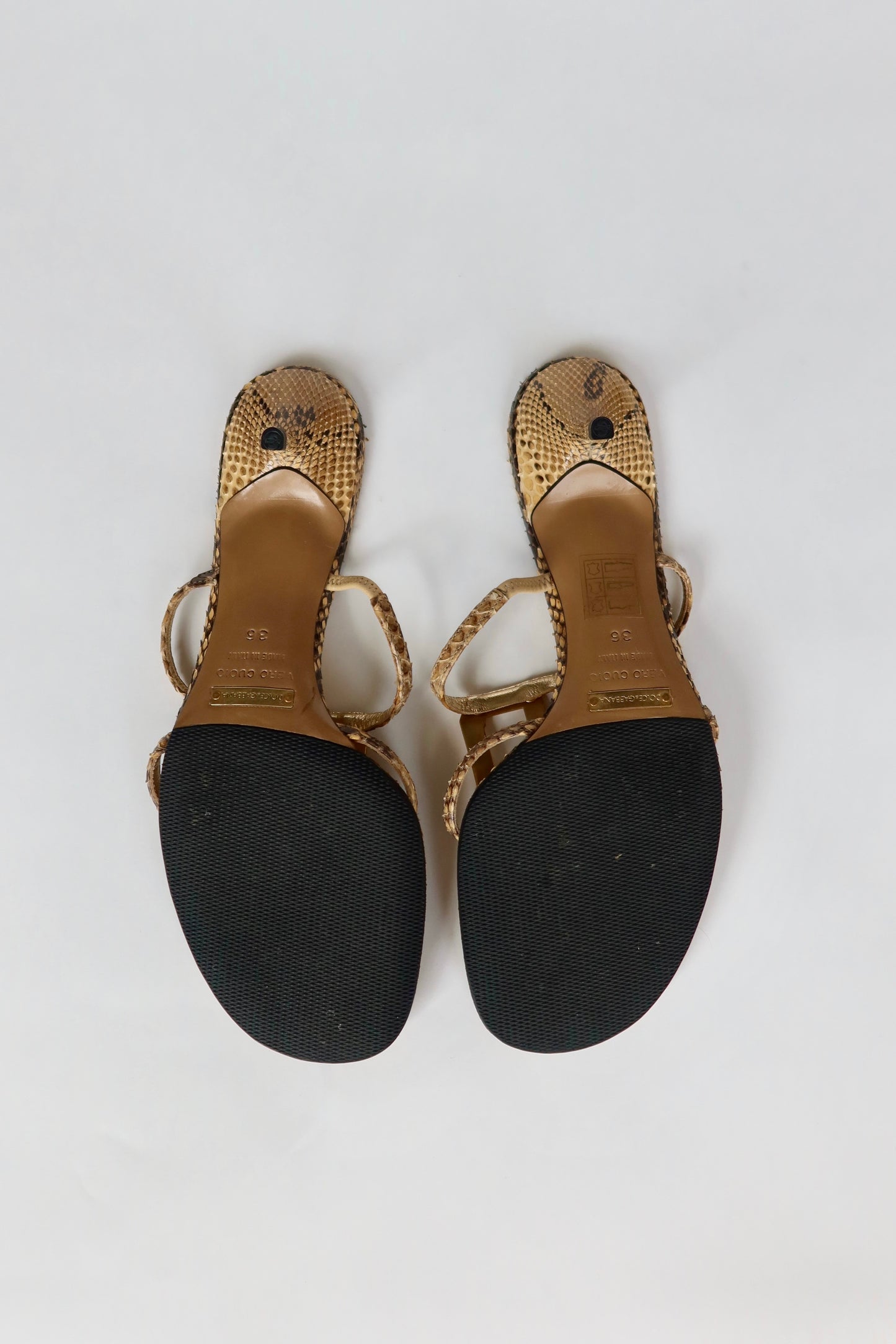 Dolce & Gabbana — Vintage Python DG Logo Kitten Heel Mules