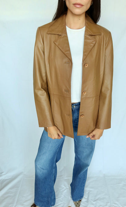 Vintage Cognac Leather Blazer