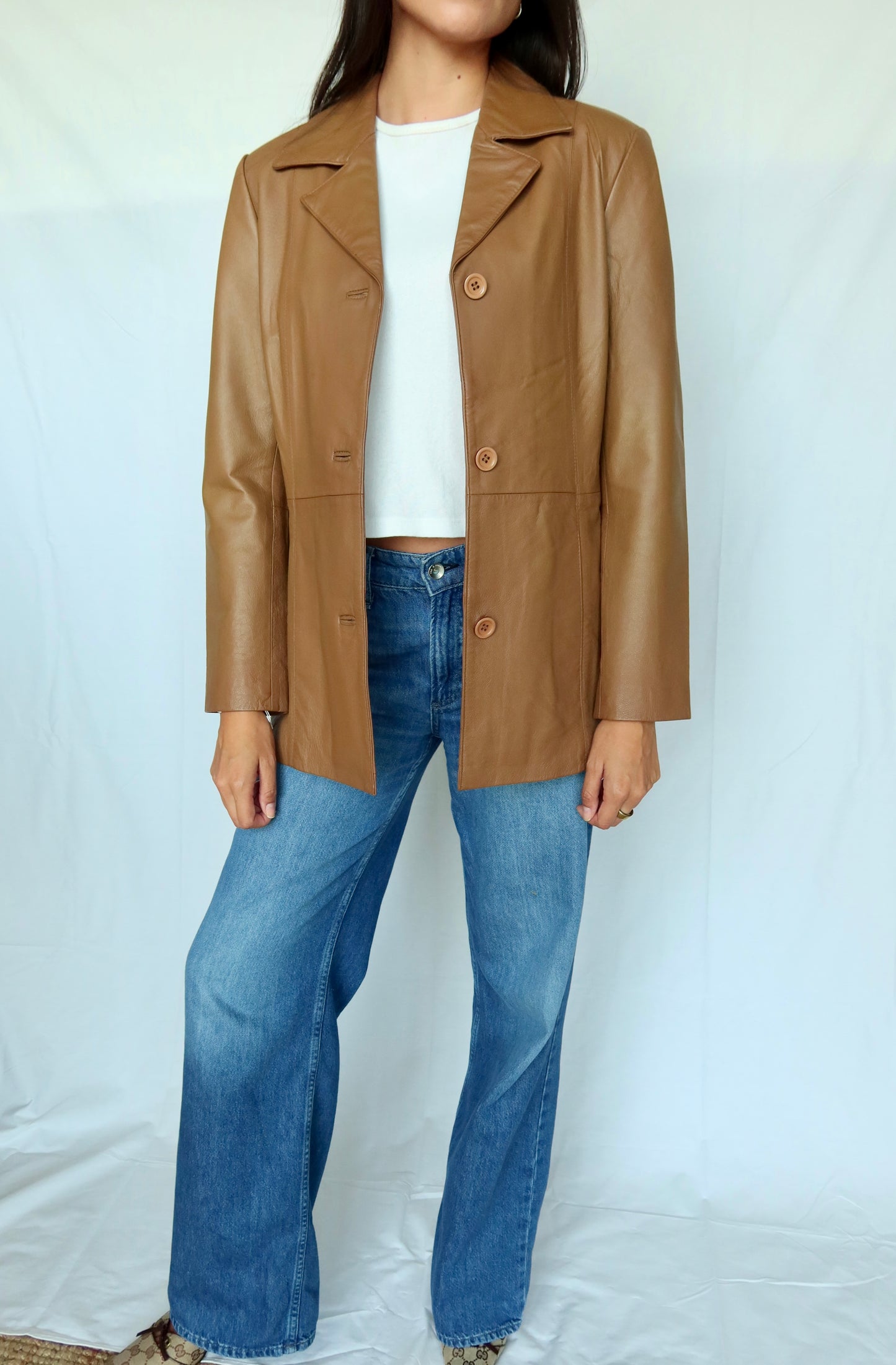 Vintage Cognac Leather Blazer