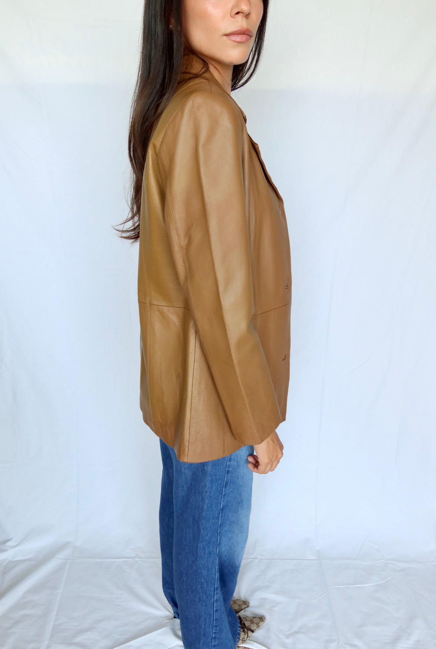 Vintage Cognac Leather Blazer