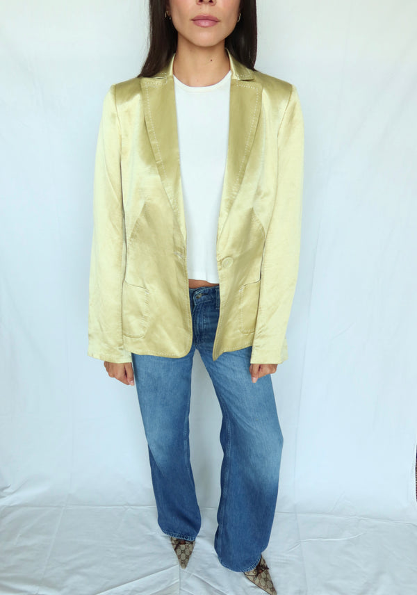 Vintage Gold Silk & Linen Blazer