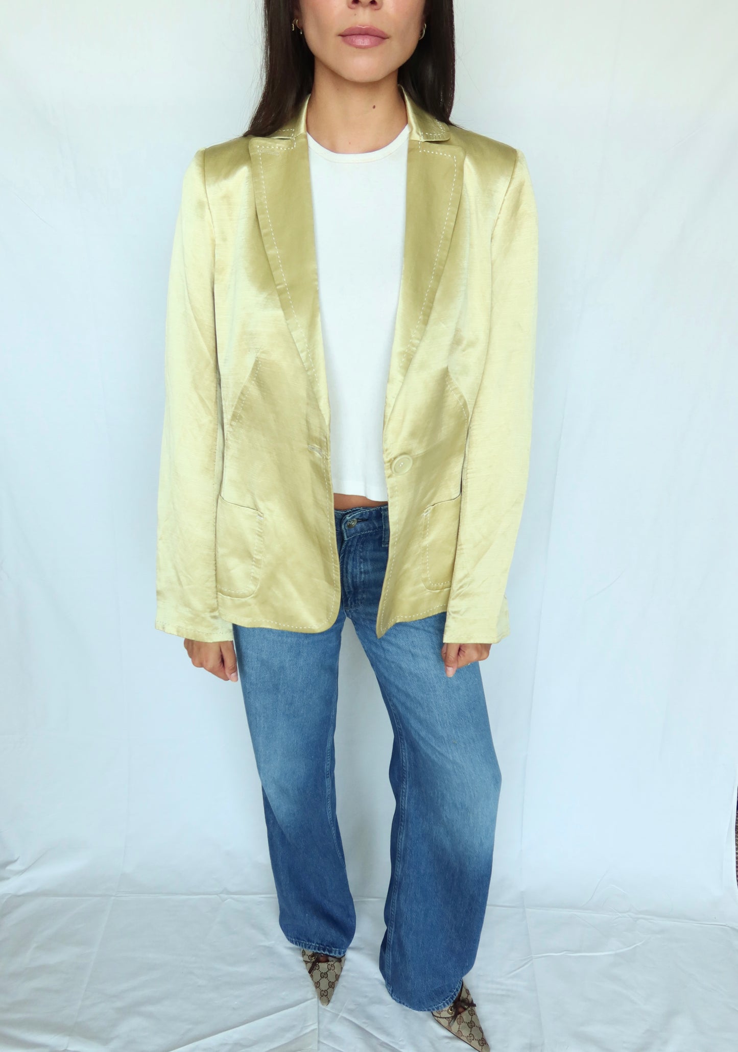 Vintage Gold Silk & Linen Blazer