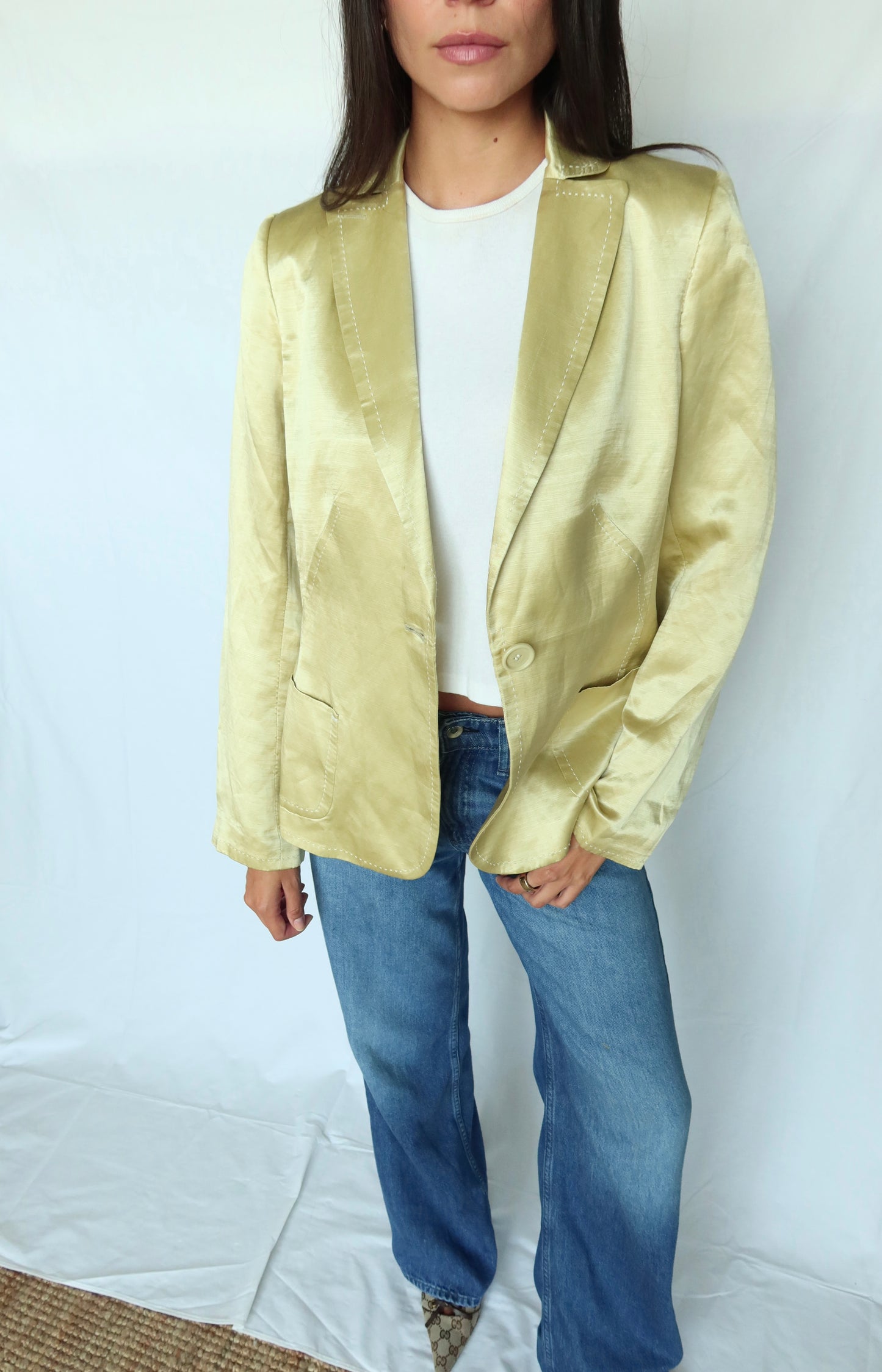 Vintage Gold Silk & Linen Blazer