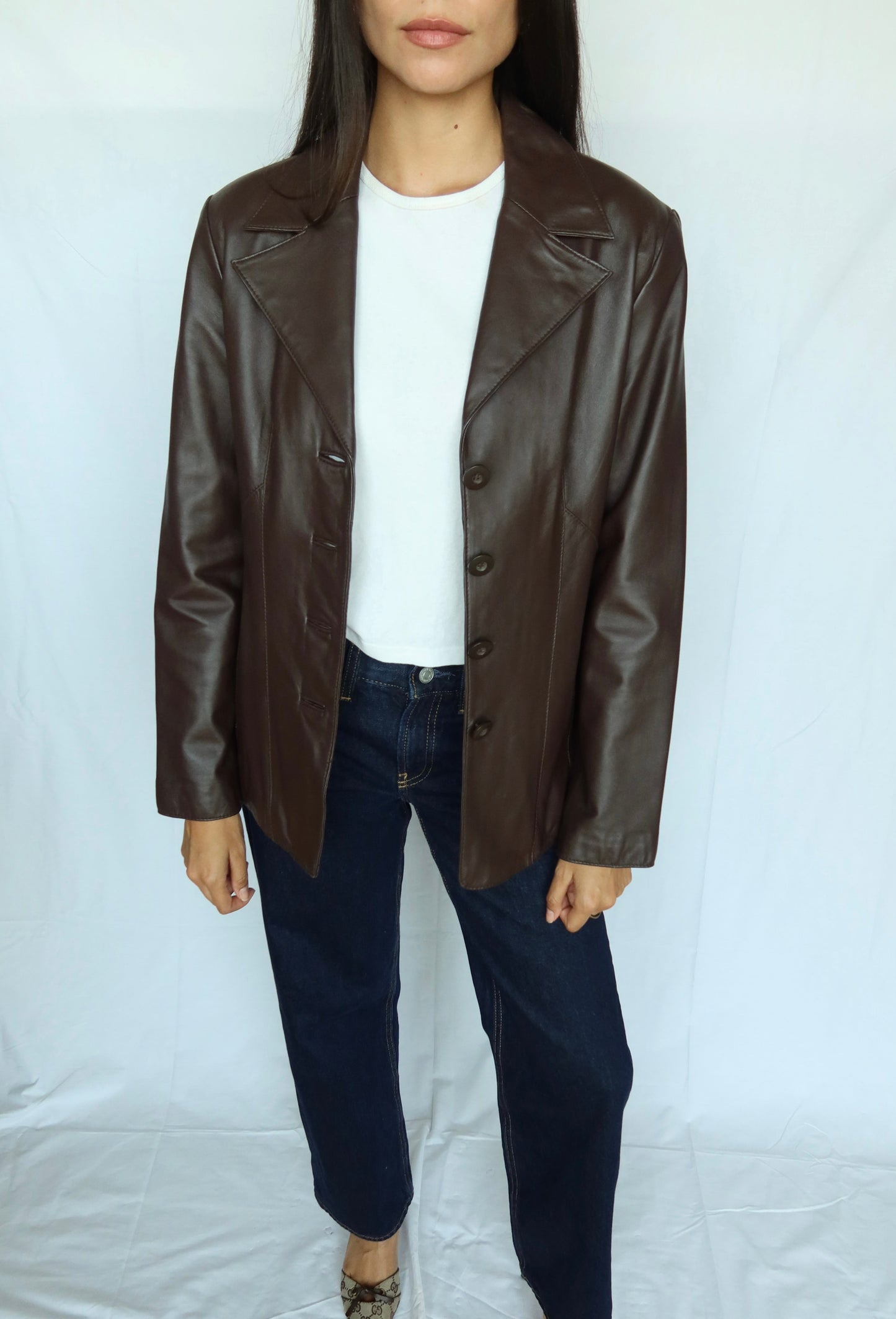Vintage Espresso Leather Blazer