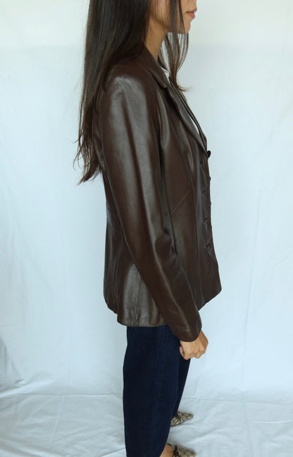 Vintage Espresso Leather Blazer