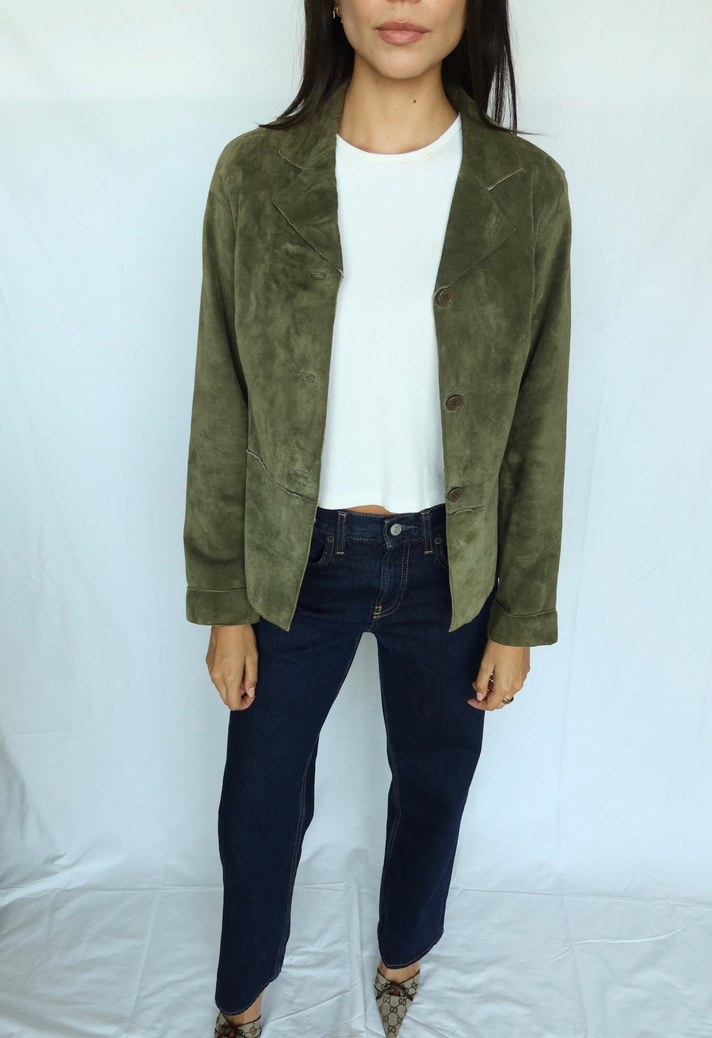 Vintage Olive Suede Blazer