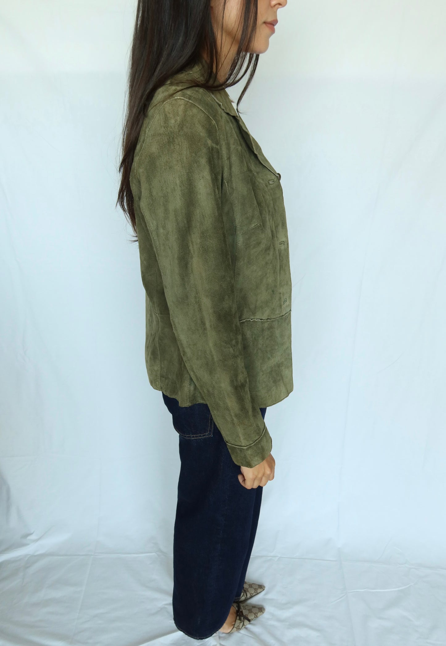 Vintage Olive Suede Blazer