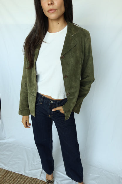 Vintage Olive Suede Blazer