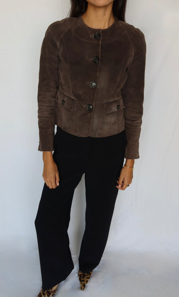 Vintage Brown Suede Cropped Blazer