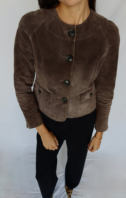 Vintage Brown Suede Cropped Blazer