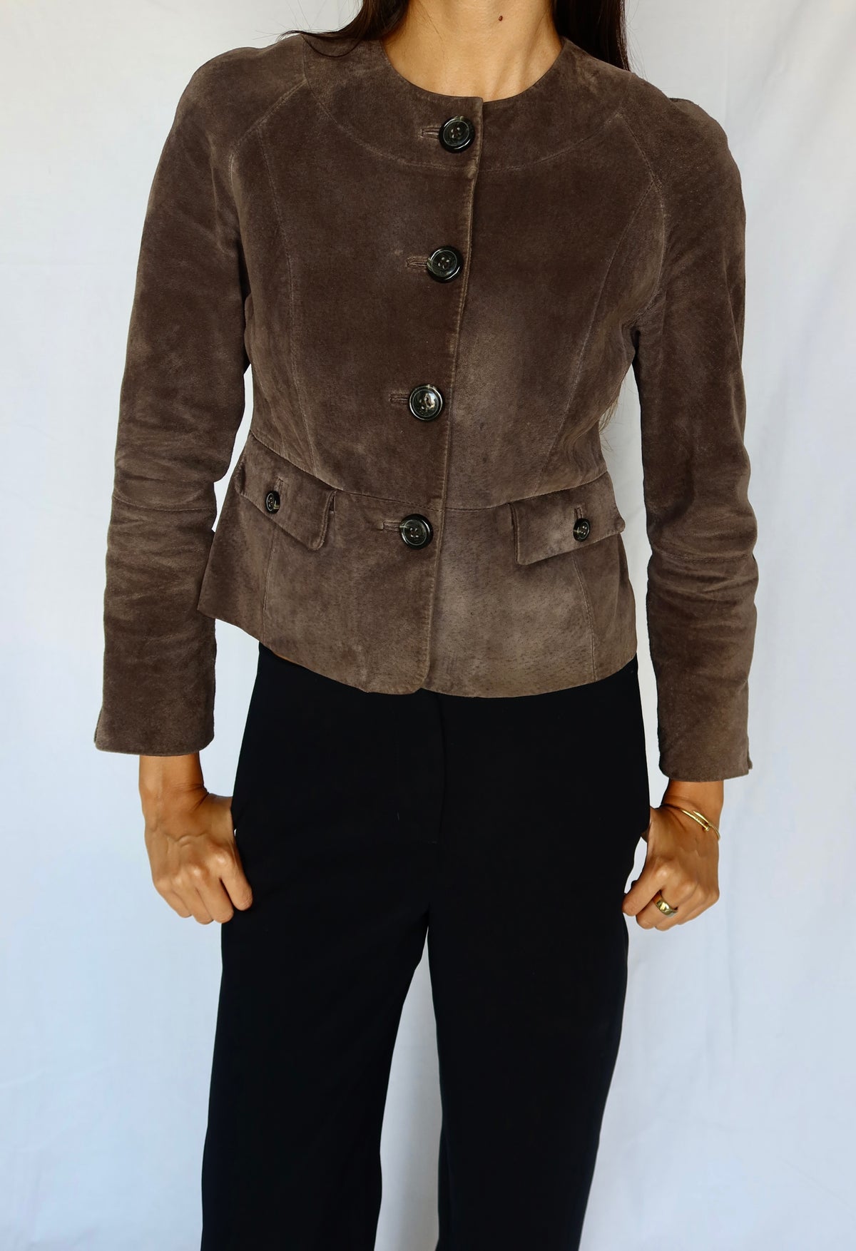 Vintage Brown Suede Cropped Blazer