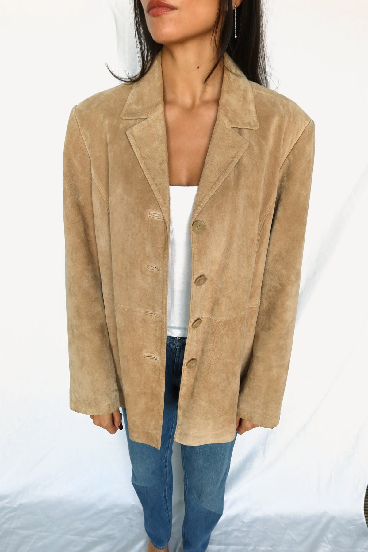 Vintage Tan Suede Longline Jacket