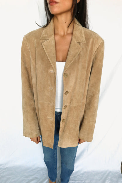 Vintage Tan Suede Longline Jacket