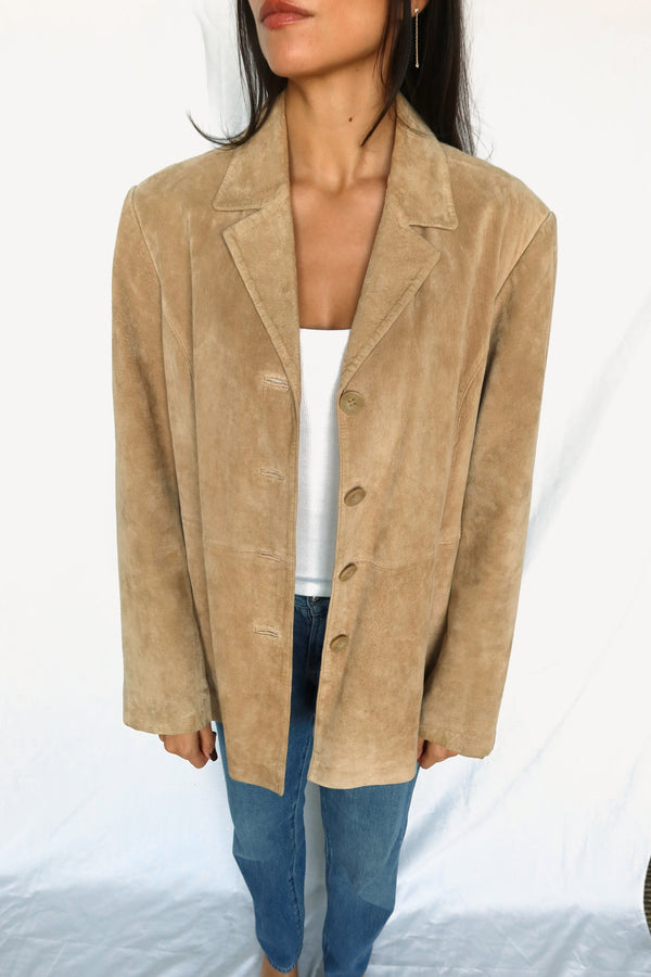 Vintage Tan Suede Longline Jacket