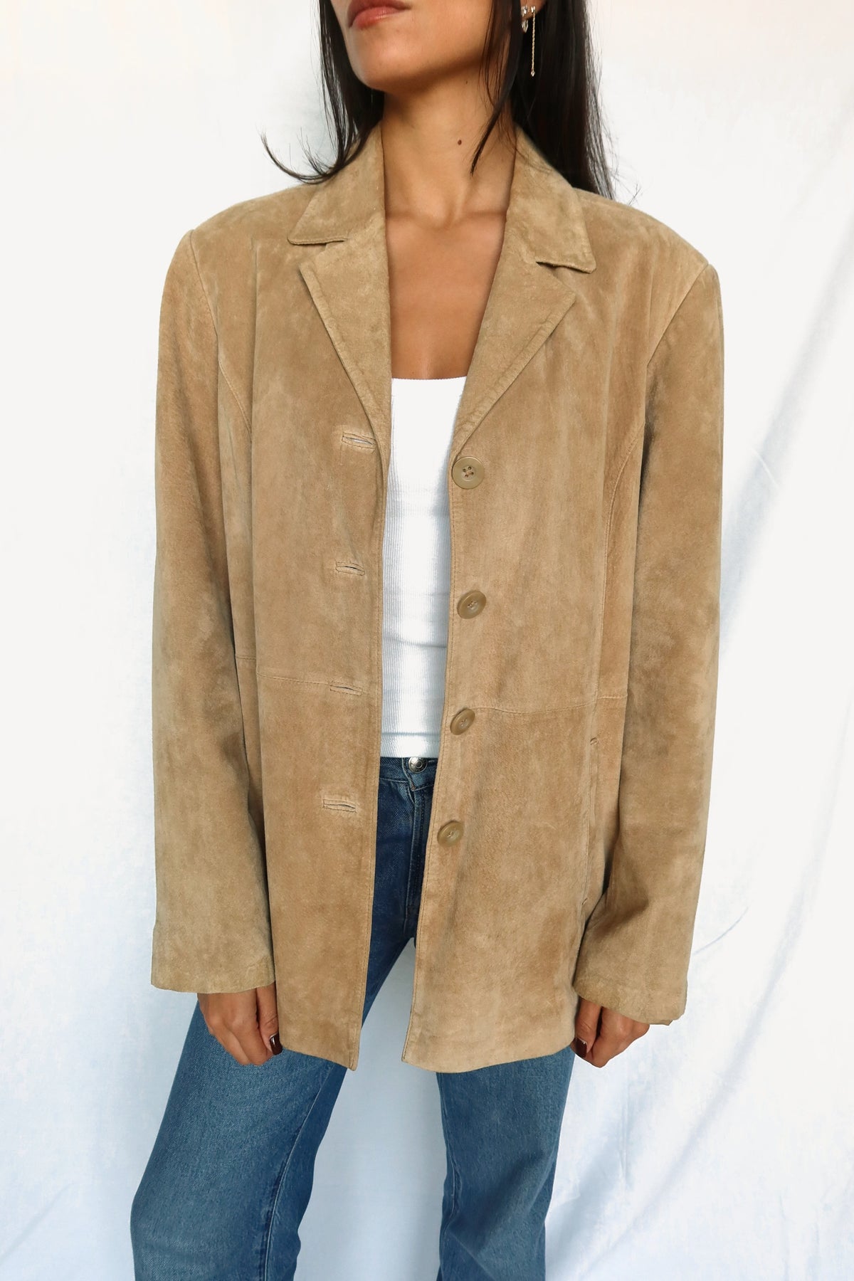 Vintage Tan Suede Longline Jacket