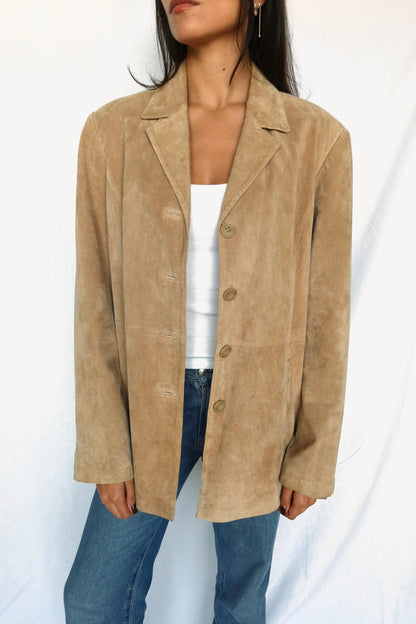 Vintage Tan Suede Longline Jacket