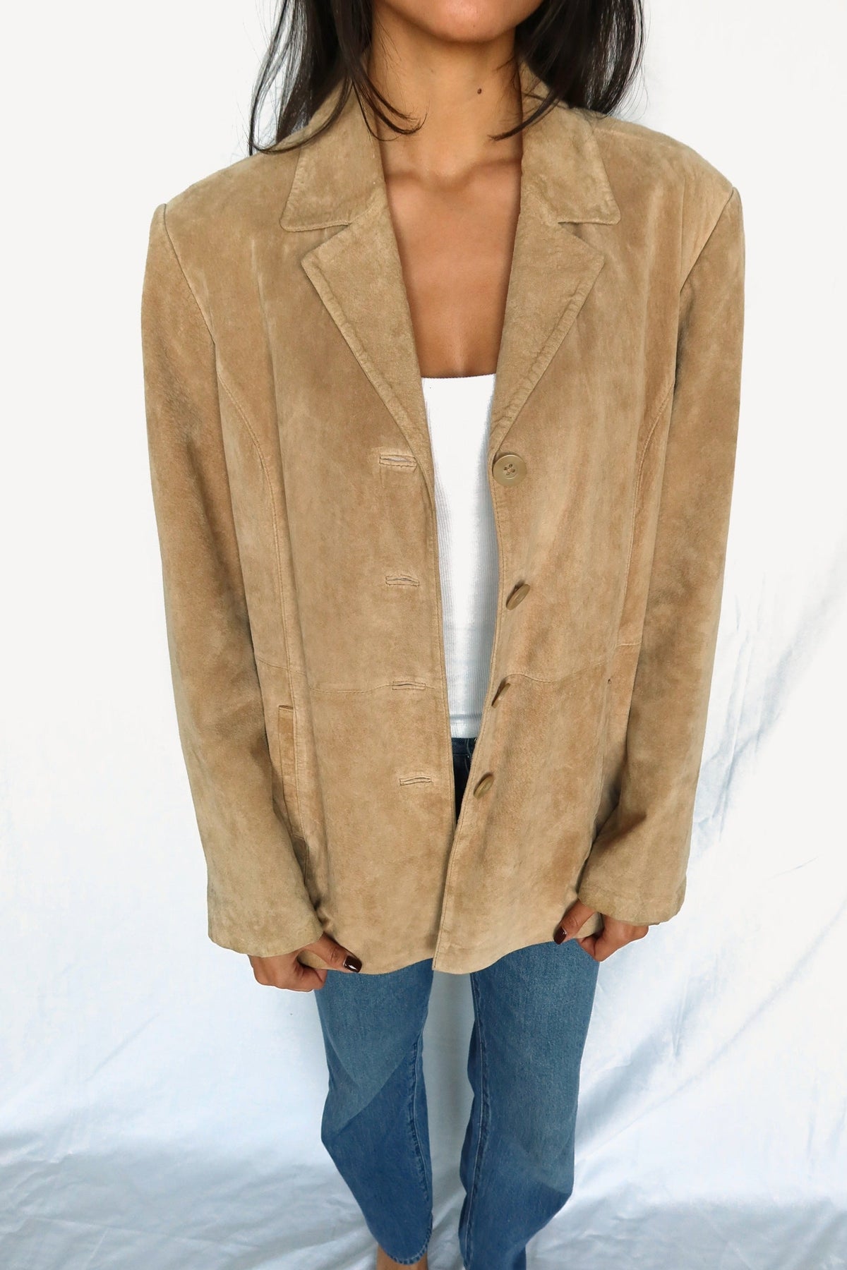 Vintage Tan Suede Longline Jacket