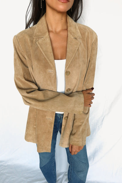 Vintage Tan Suede Longline Jacket