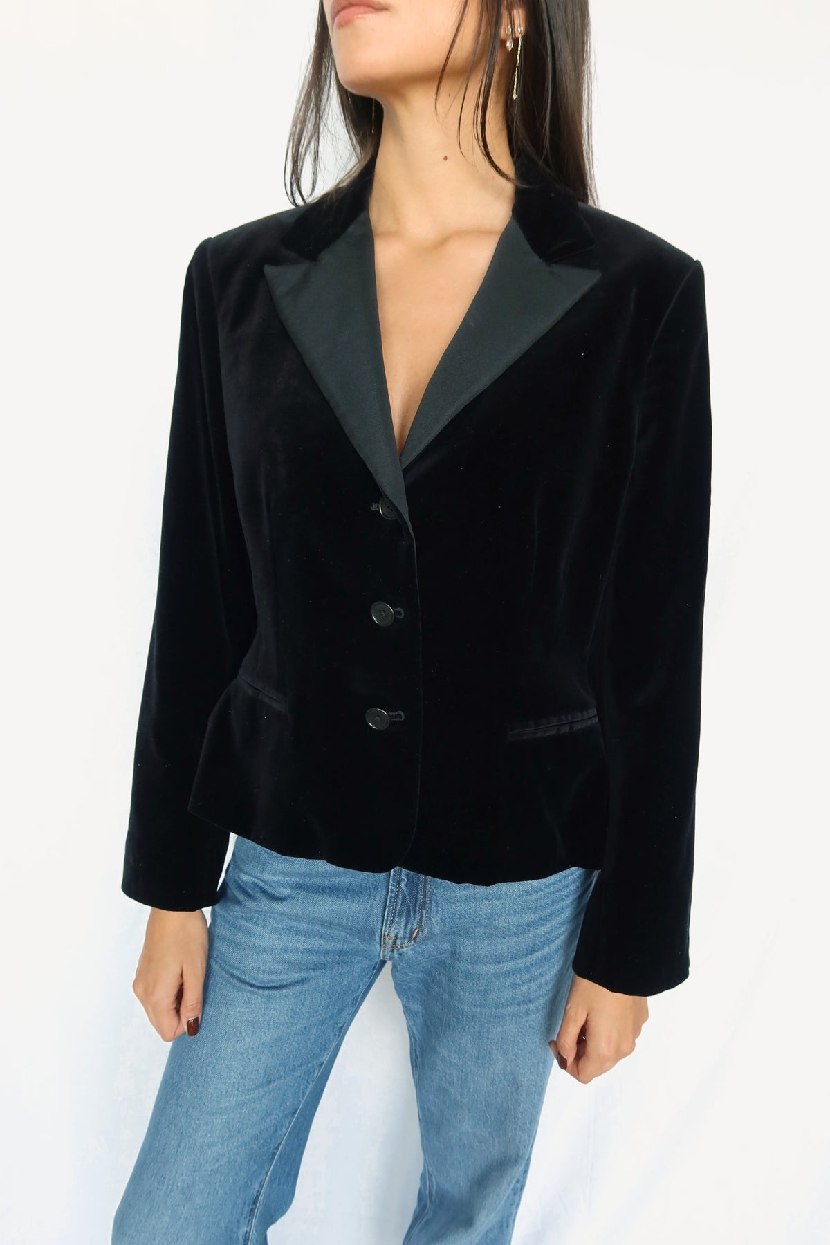 Ralph Lauren black velvet tuxedo blazer, view 2