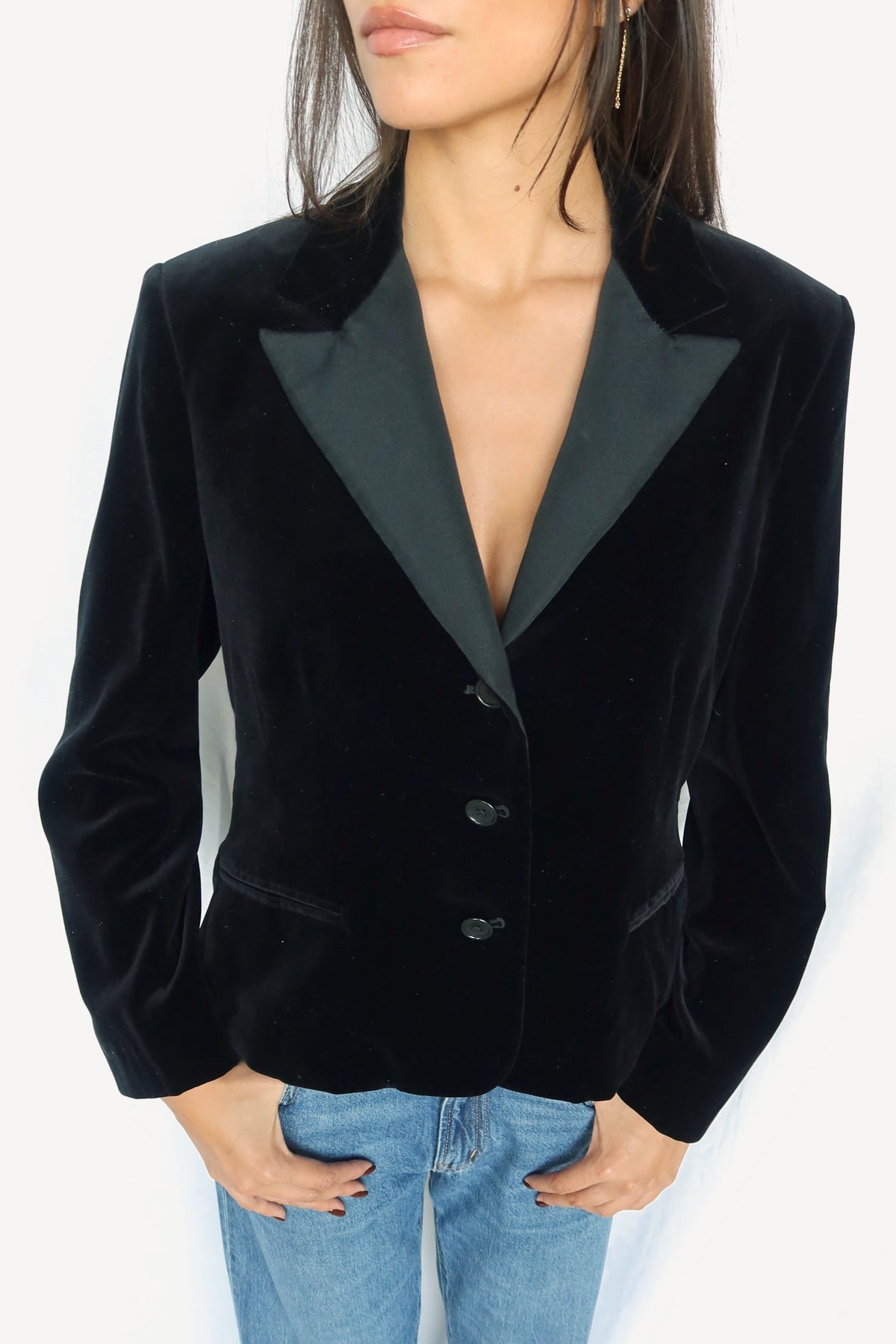 Ralph Lauren black velvet tuxedo blazer, view 4