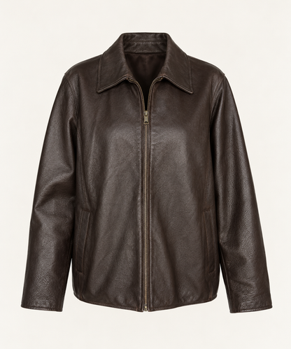 Vintage Dark Brown Pebbled Leather Jacket