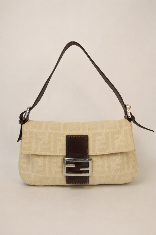 Fendi — Vintage Cream Canvas Baguette
