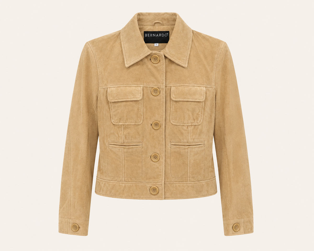 Vintage Tan Suede Patch-Pocket Jacket
