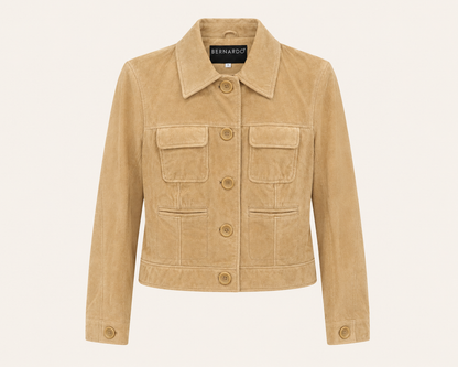 Vintage Tan Suede Patch-Pocket Jacket