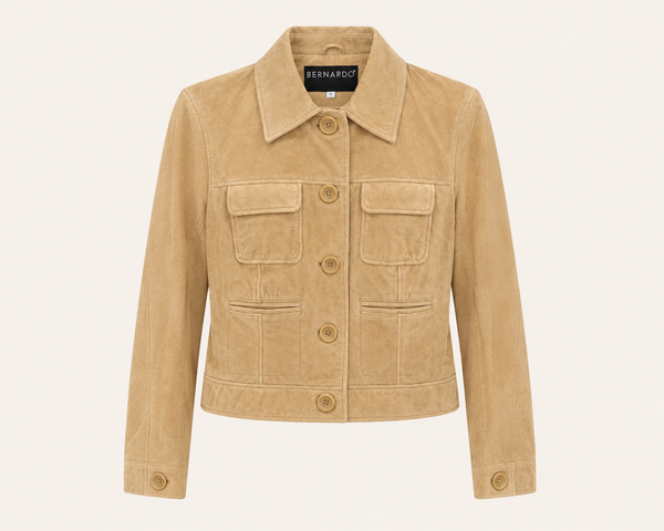 Vintage Tan Suede Patch-Pocket Jacket