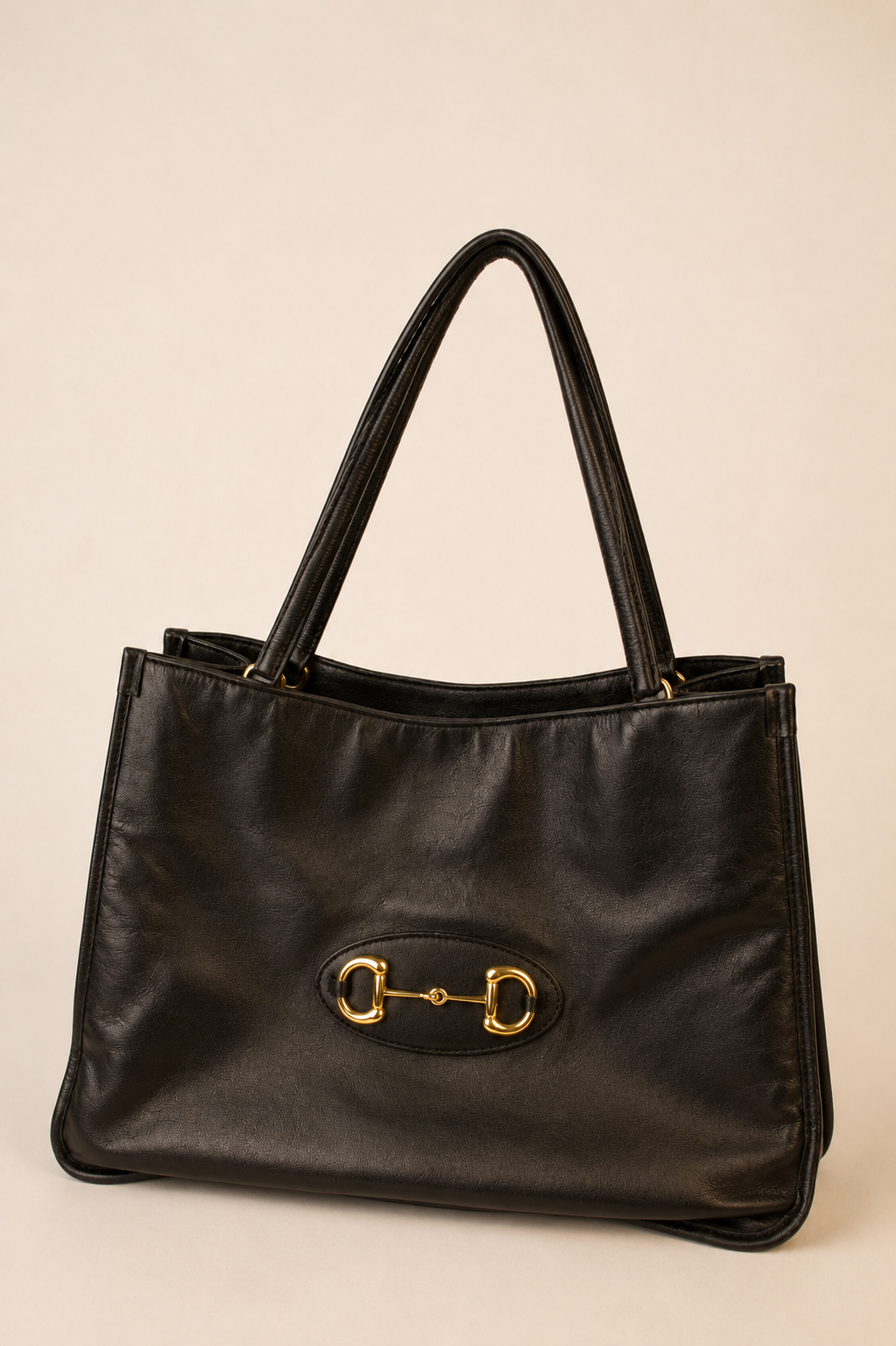 Gucci — Vintage Black Leather Horsebit Tote