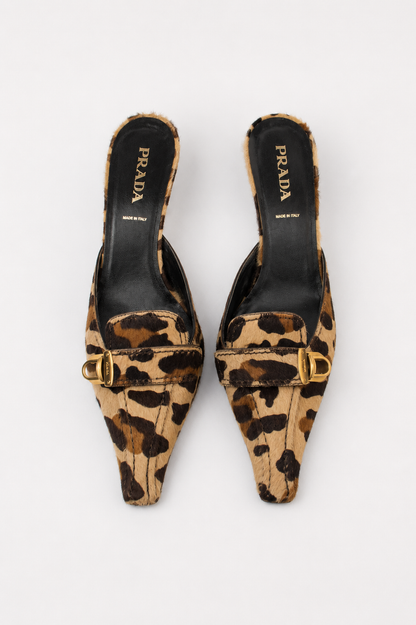 Prada Leopard Print Pony Hair Heels