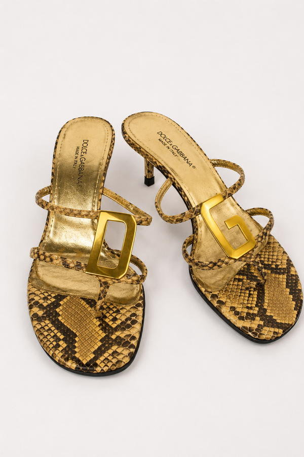 Dolce & Gabbana — Vintage Python DG Logo Kitten Heel