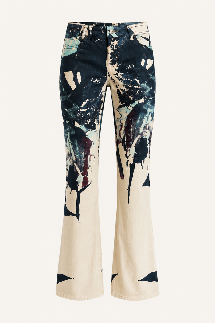 Vintage Just Cavalli Navy Floral Print Flare Jeans